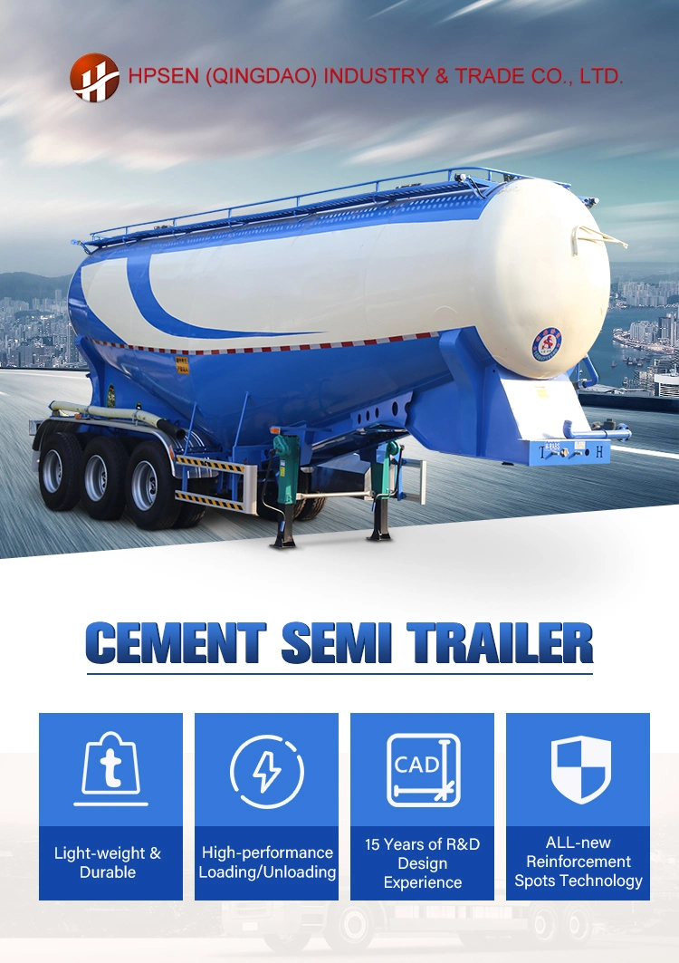Large Capacity Powder Storage Tanks Bulk Cement Tank Trailer with Diesel Engine Pump