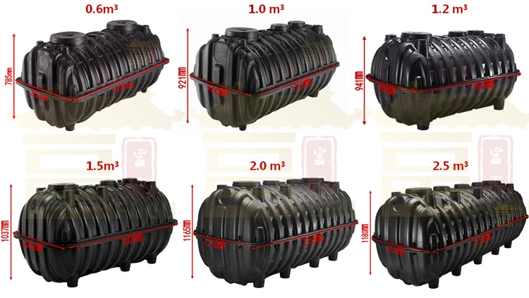 Effective Volume 0.6m3 to 2.5m3 HDPE Plastic Septic Tank Small Biogas Tank