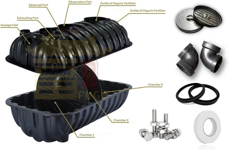Small Biogas PP Septic Tank for School Toilet Waste Water Treatment System