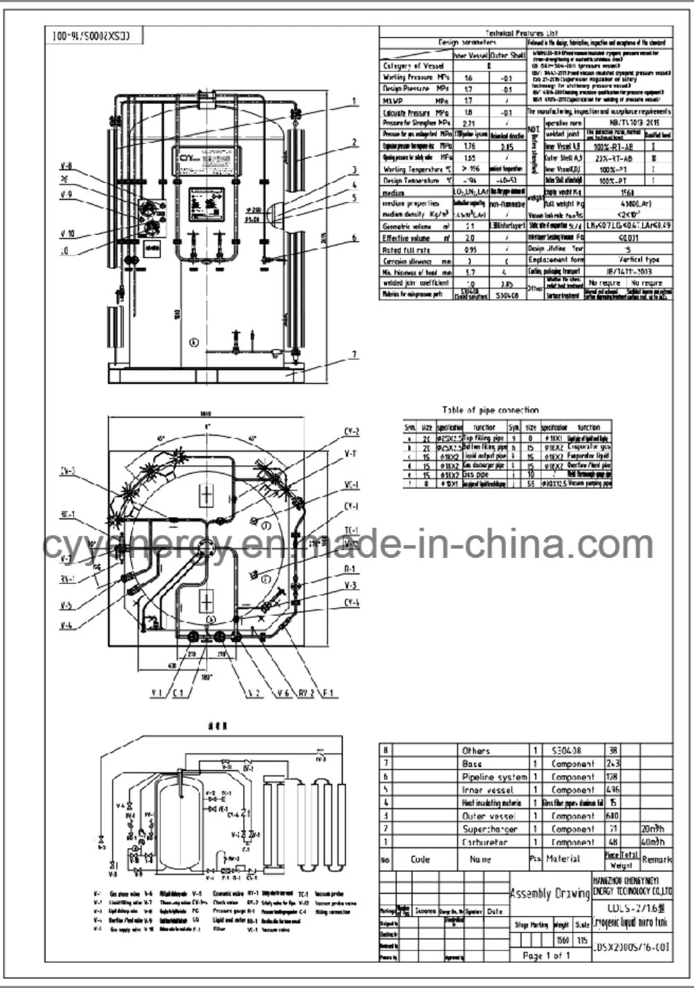 2m3 Lox/Lin/Lar/LNG Cryogenic Micro Bulk Tank
