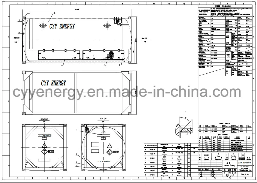 20FT Lox/Lin/Lar/Lco2/LNG GB/En Standard Cryogenic ISO Storage Tank