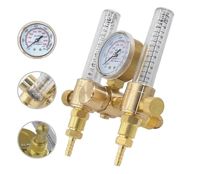 CO2 Gas Regulator Full Copper Flowmeter MIG Welding Gas Regulator with Double Flowmeter