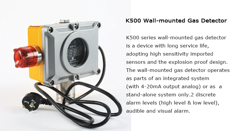 Wall-Mounted Toxic Gas Detection H2s Gas Alarm Hydrogen Sulfide 1000ppm Online Detector