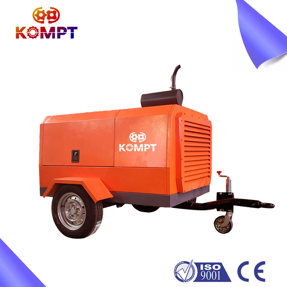 Indutrial Heavy Duty Skid Mounted Type Stationary Diesel Engine Direct Driven Rotary Screw Air Compressor
