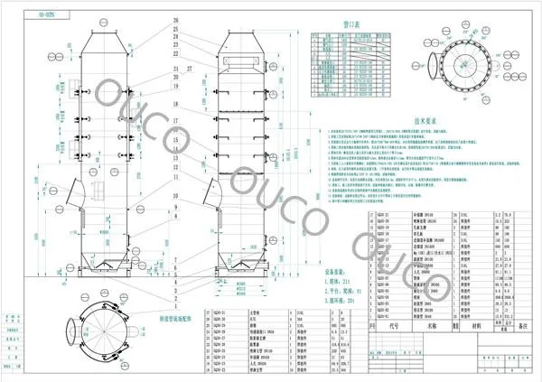 Ouco Environmental Protection Equipment Desulphurization and Denitrification Industry Equipment Gas Desulfurization Tower