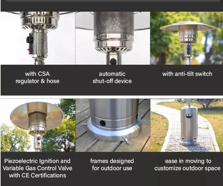 Stainless Steel Waterproof Outdoor Living Room Gas Infrared Gas Patio Electronic Heater Natural Gas