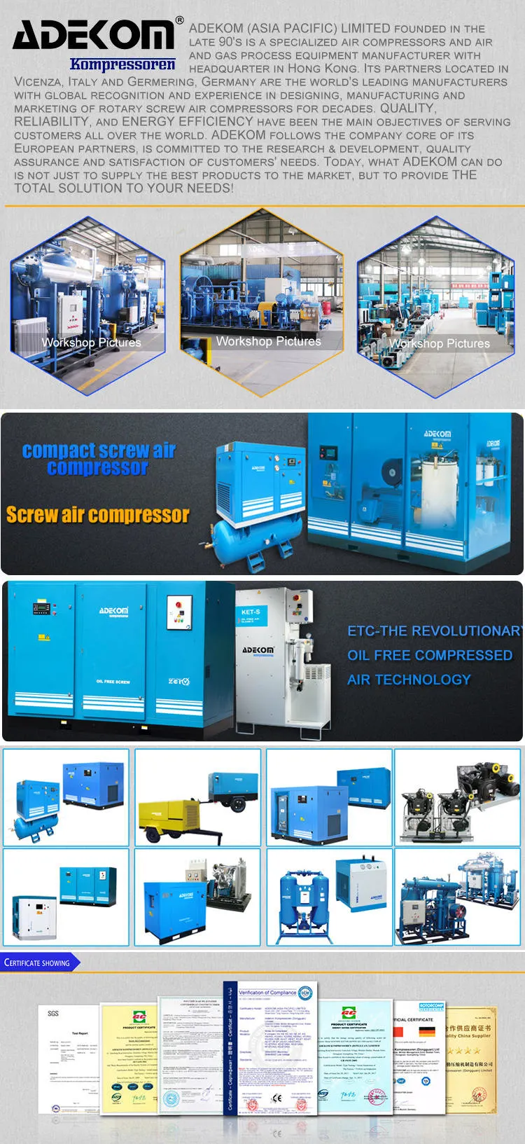 Skid-Mounted with Air Tank Compressed Screw Air Compressor System