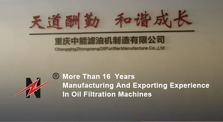 Zhongneng Vacuum Dehydration Oil Purification Systems Oil Purifier