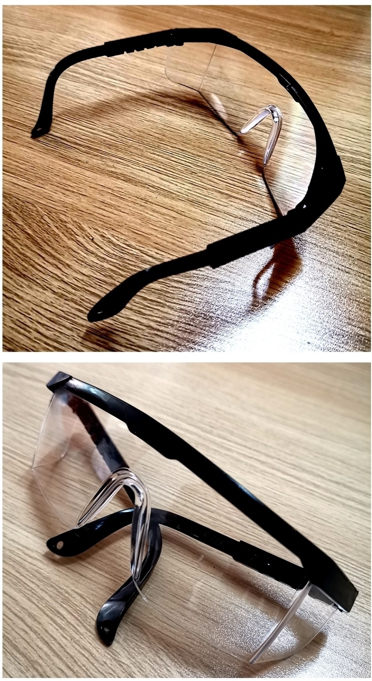 Simple and Economical Safety Protective Glasses with Wide Temples and Clear Lens