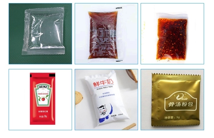 Bag Tomato Juice Powder Jam Spicy Sauce Motor Edible Oil Liquid Sugar Past Honey Food Automatic Packaging Machinery Filling Sealing Packing Labeling Machine