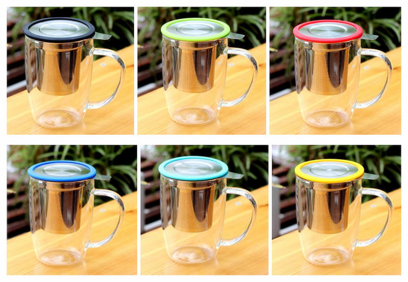 Borosilicate Glass Tea Mug Tea Glass Mug with Infuser Promotion Mug Office Cup Glass Water Cup