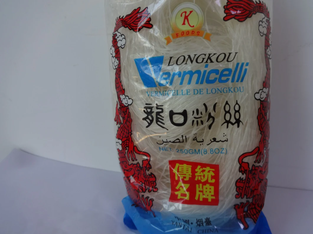 Price Wholesale 250g Chinese Brand Long Dried Glass Noodle Pea Mung Bean Vermicelli Longkou