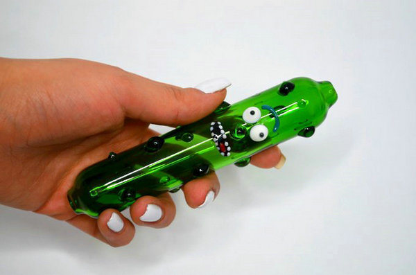 Pickle Rick Glass Smoking Water Spoon Hand Pipe