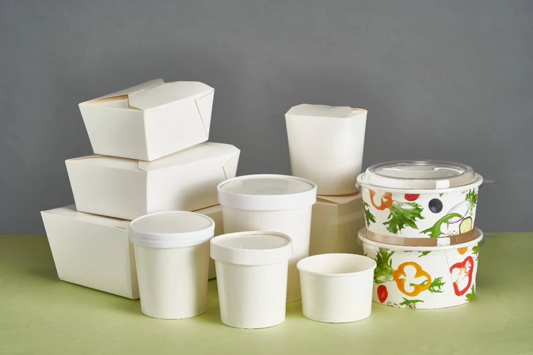 Custom Size Disposable White Paper Noodle Food Soup Bowls Container