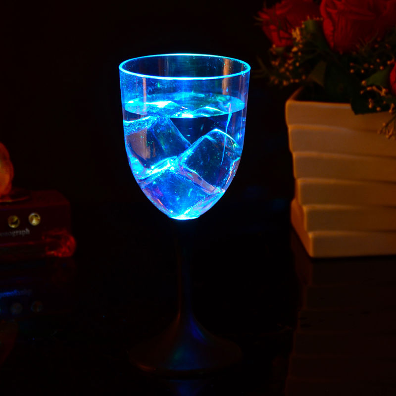 Party Supplies Cheap Glow in Dark Light up Luminous Flash Plastic LED Wine Cup Glass Tulip Champagne Flute