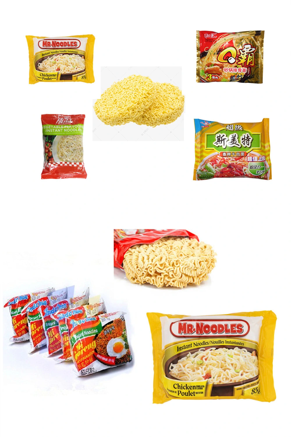 Automatic Single Block Fried Instant Noodles/Noodle Flow Packing Packaging Machine with Servo Motors/PLC Control