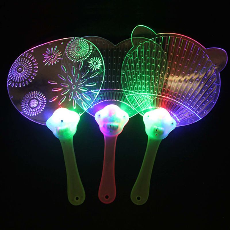 Flashing LED Light-up Flashing Multi-Color Flat Hand Fan