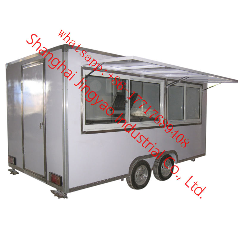 New Style Mobile Shiny Stainless Steel Fast Food Truck Hot Food Vending Truck Sandwich Food Kiosk Cart Outdoor Hamburg Food Trailer