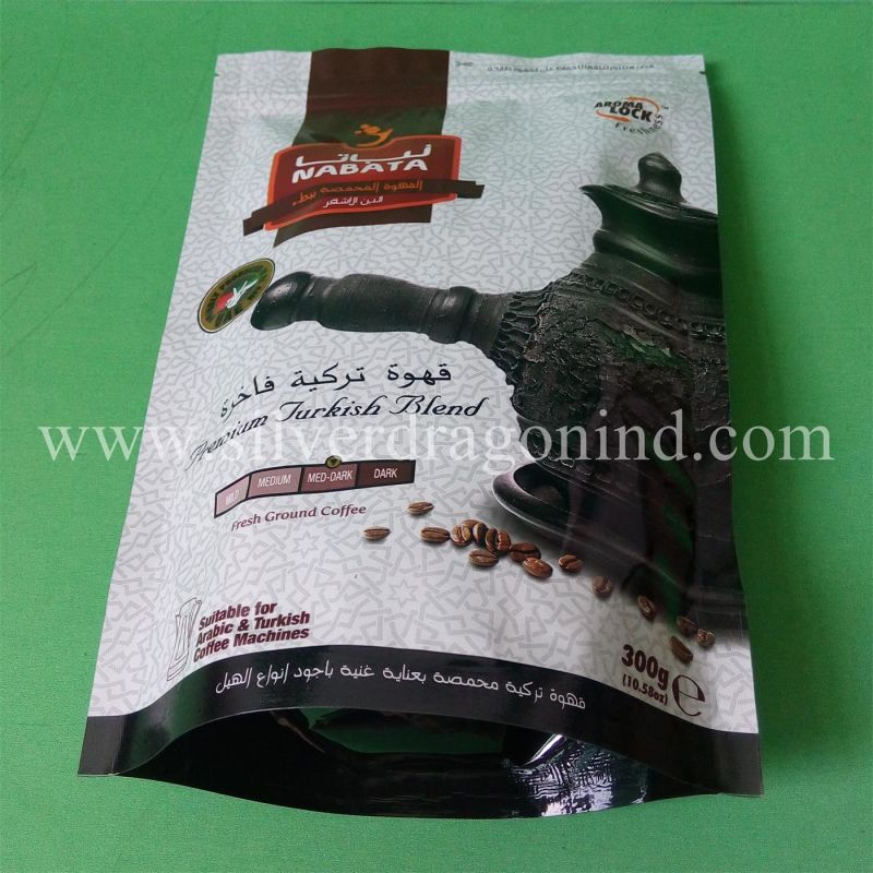 Quad Sealed Coffee Bag, with Side Gusset, with Ziplock, with Valve