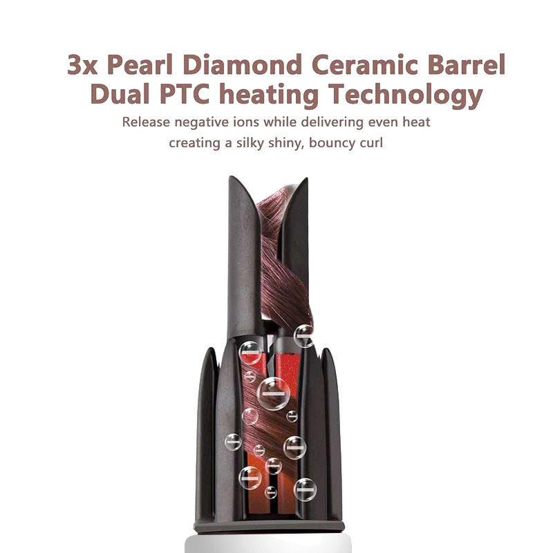 New Automatic Ceramic Barrel Dual PTC Heating Hair Curler Curling Iron