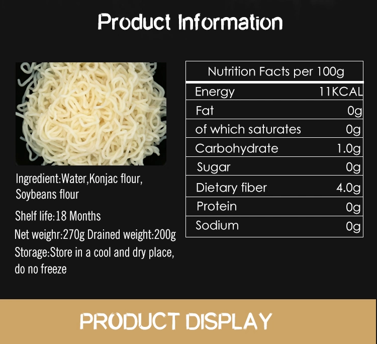 High Dietary Fiber Konjac Noodle Individual Packing Instant Noodles with Sauce Soybean Noodles