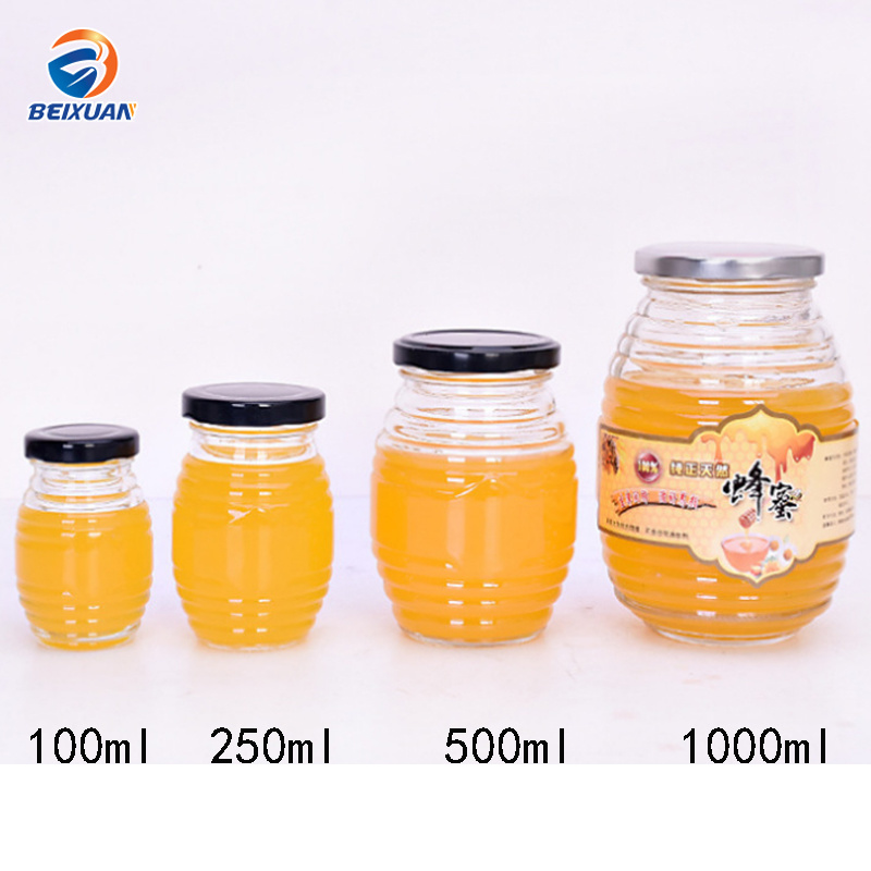 Unique Shape 100ml 250ml 500ml 1000ml Honey Pickle Glass Jar