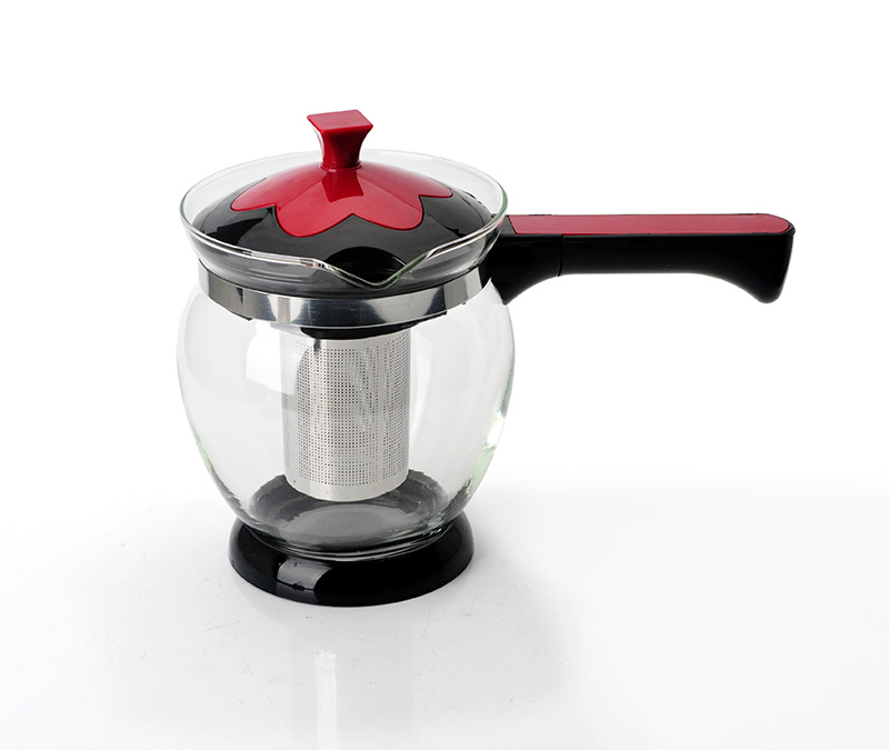 Clear Glass Cooking Pot Tea Pot with Straight Handle