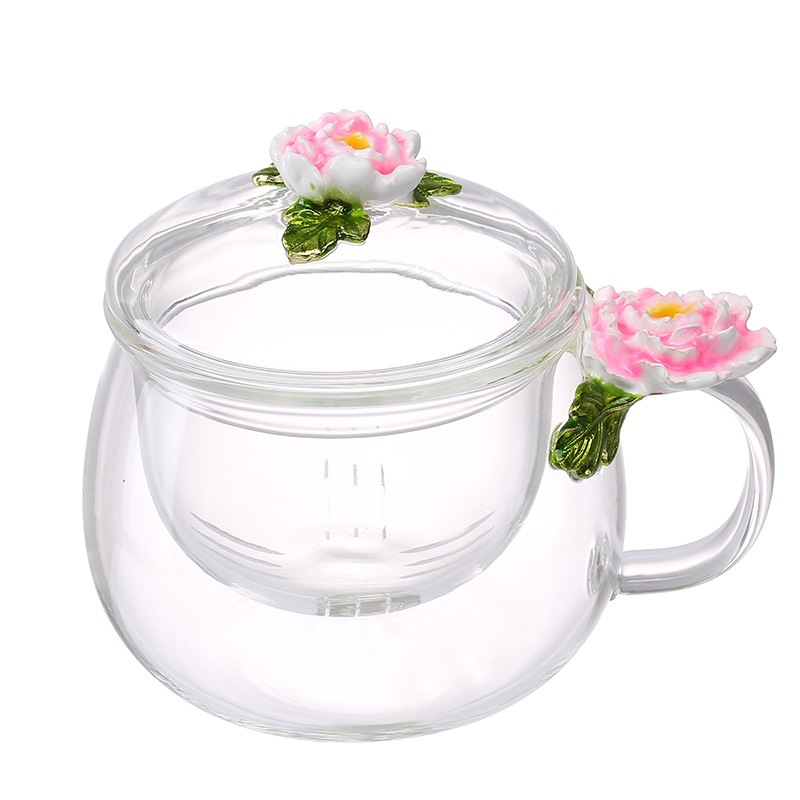 Factory Directly Provide Glass Cup with Handle Glasses Cup Colored Glass Mug Borosilicate Glass Tea Cup