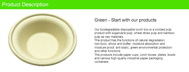 Biodegradable Takeaway Food Containers, Restaurant Disposable Sugarcane Soup Bowl, Noodle Bowl
