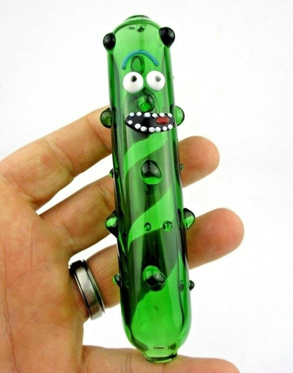 Pickle Rick Glass Smoking Water Spoon Hand Pipe