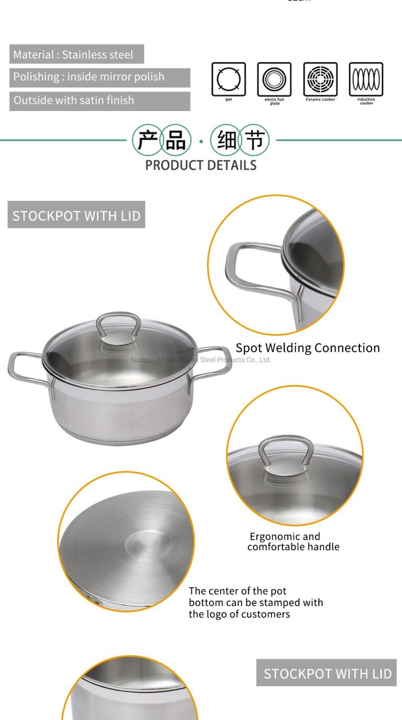 Hot Stainless Steel Stockpot Cooking Pot Encapsulated Bottom with Lid