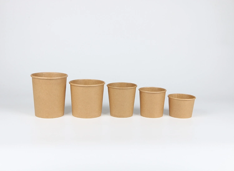 Custom Printed Disposable Take Away Hot Soup Bowls, Kraft Paper Soup Cup with Paper Lid