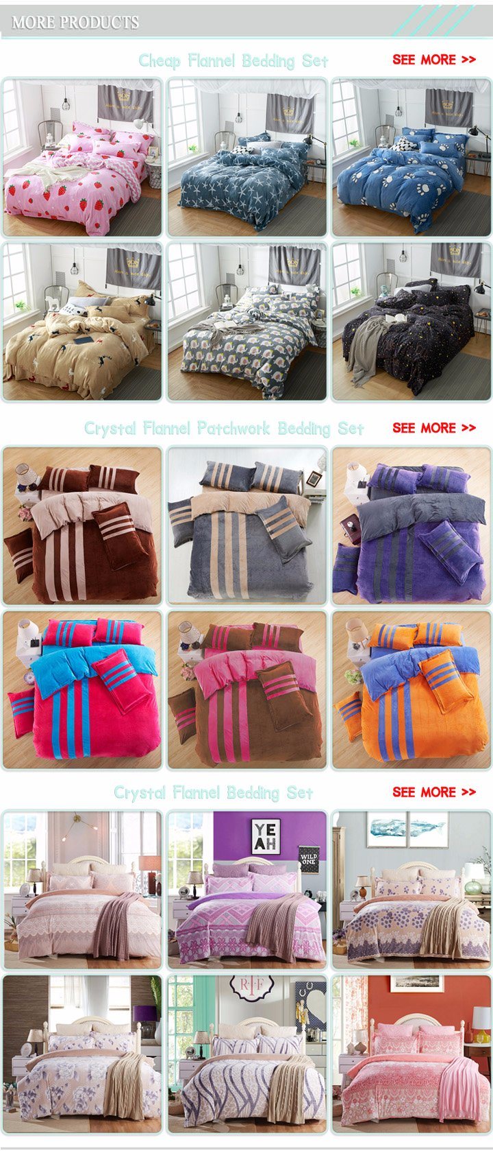 Korean Style Cashmere Bedding Sets Coral Fleece Flannel Bedding