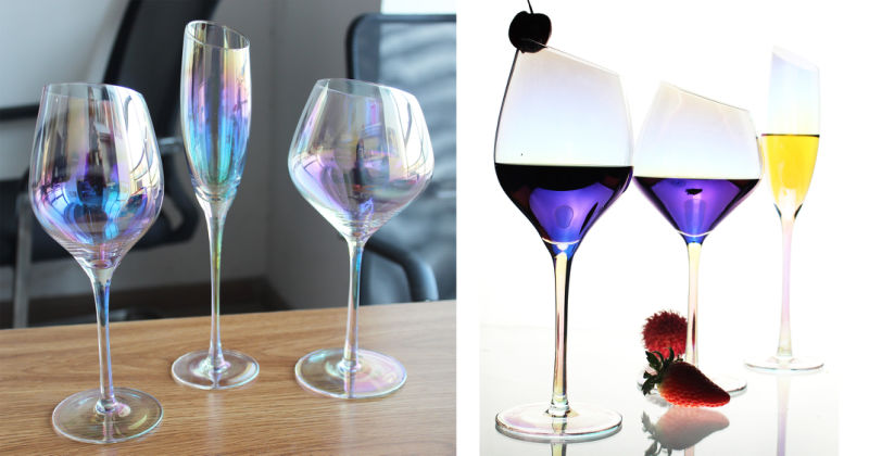 Colored Flash Sensitive Rainbow Red Wine Glass Champagne Flute Set