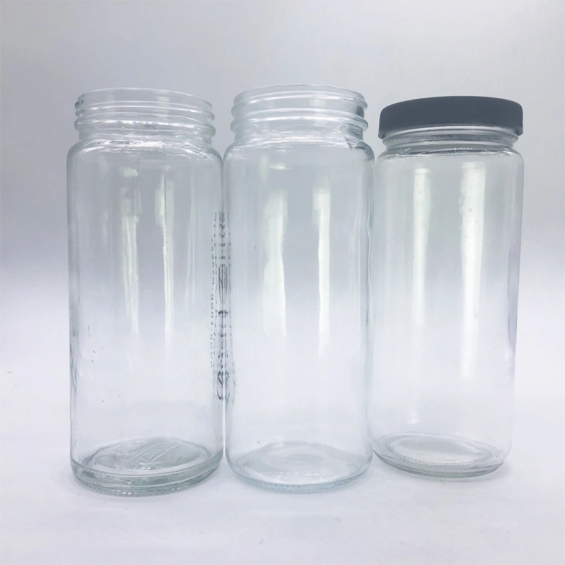 16oz Long Thin Round Shape Glass Jar for Food Storage Fruit Tea Glass Bottle