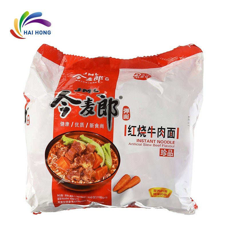 Custom Printed Noodles Back Sealed Plastic Packaging Bag