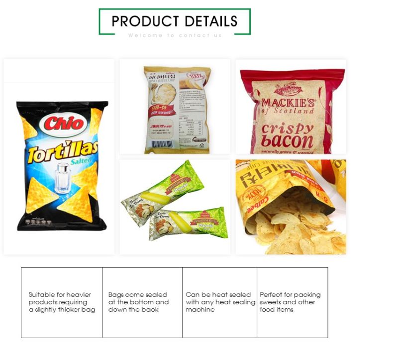 Plastic Back Seal Packaging Baked Corn Snacks Side Sealing Bag