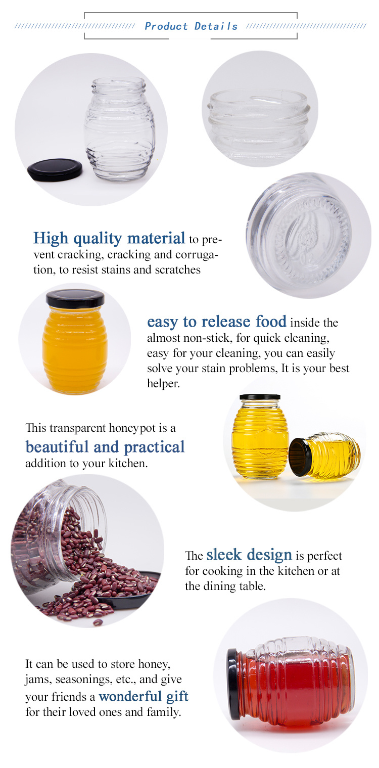 Delicate Transparent Borosilicate Glass Pickle Food Storage Jar Round Food Storage Honey Glass Jar