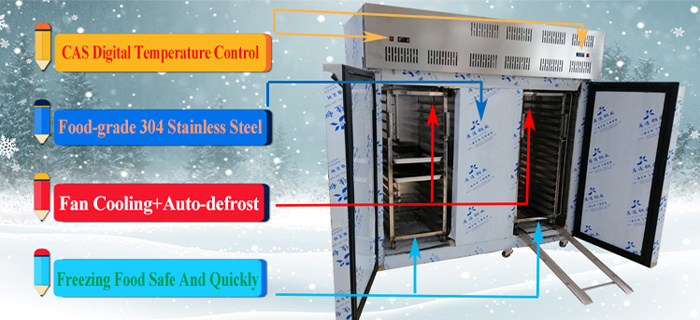 -80/-70/-60 Degree Deep/Shock/IQF/Quick/Fast/Instant/Tunnel Air Cooling Blast Freezer for Meat/Seafood/Fish/Meat/Beef/Pizza