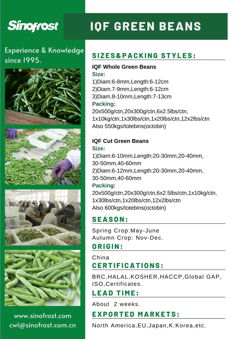 IQF Whole Green Beans, Frozen Whole Green Beans, IQF Green Bean Wholes, Frozen Green Beans Wholes, IQF Vegetables, Frozen Vegetables, Frozen Food