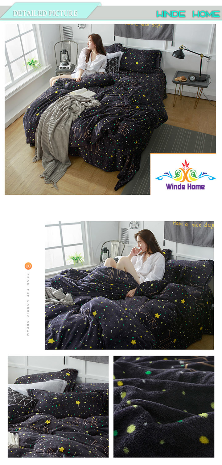 Korean Style Cashmere Bedding Sets Coral Fleece Flannel Bedding