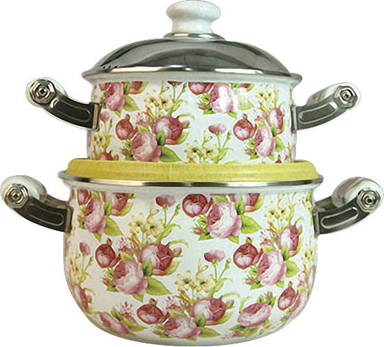 Enamel Happiness Pot Healthy Casserole with Glass Lid