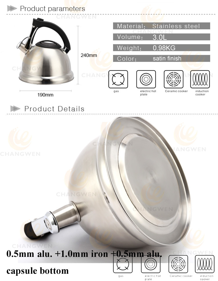 Whistling Tea Cooking Kettle Whistling Stainless Steel Chaleira