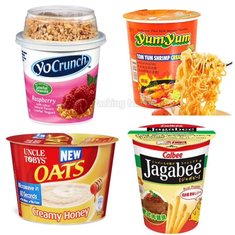 Automatic Rotary Instant Noodles Snacks Cup/Box Container Heat Sealing Machine