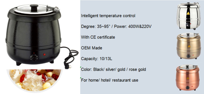 10L Soup Kettle Stainless Steel Electric Furnace Keep Warm Soup Warmer Pot