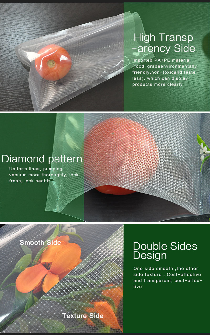 Vacuum Packaging 3 Sides Seal Pouch Bag