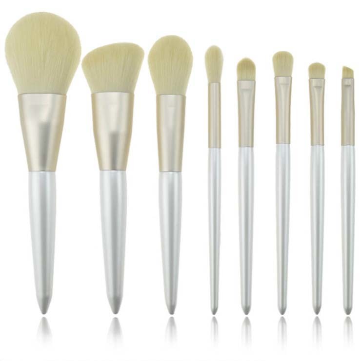Vegan Hair 8PCS Cosmetic Makeup Brush Set with Roll Bag