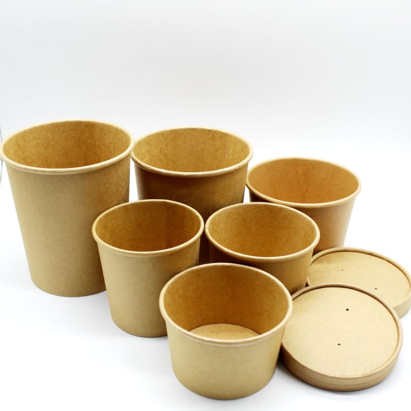 Soup Bowl Paper Soup Cup with Plastic Lid