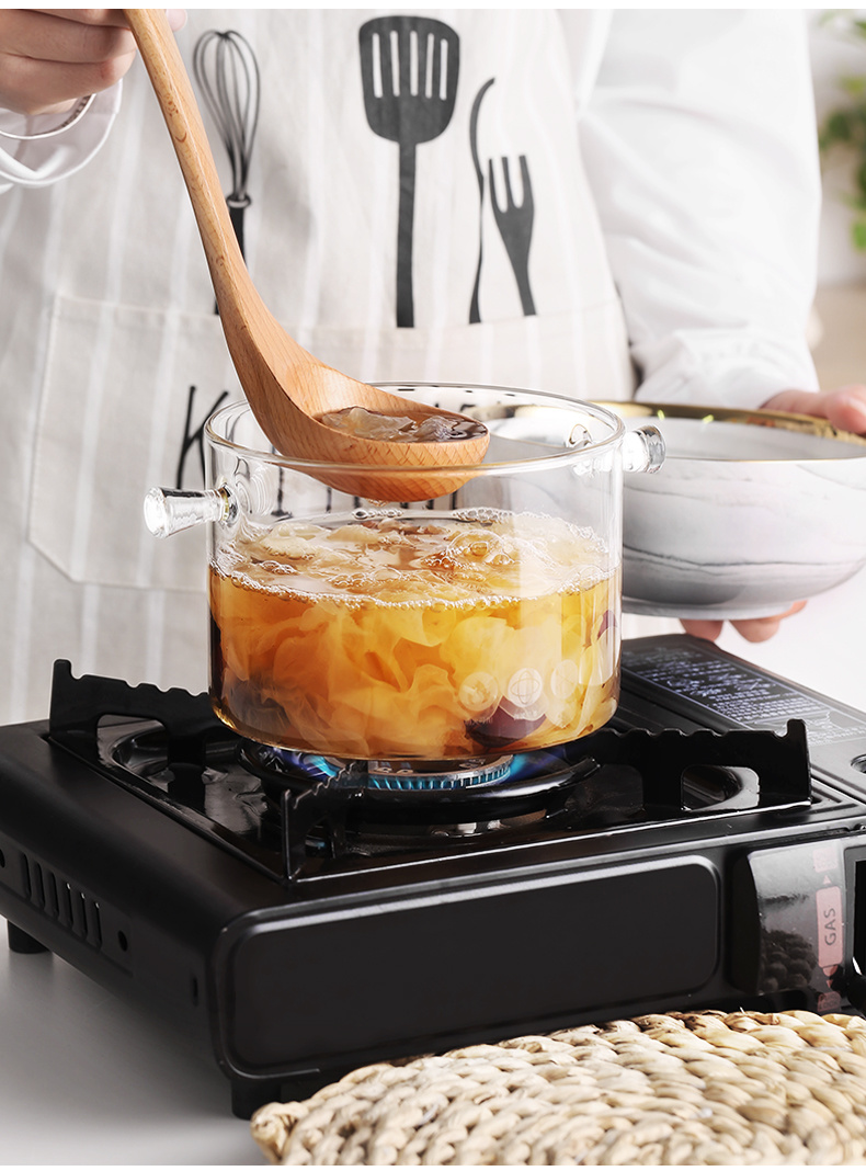 Borosilicate Large Size Transparent Clear Pyrex Glass Soup Noodle Cooking Pot