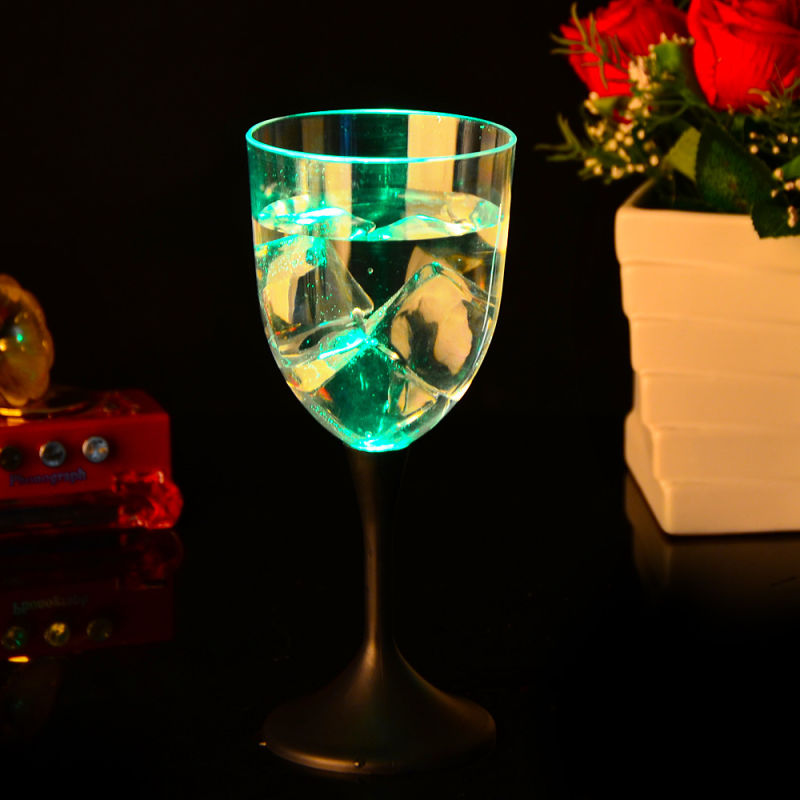 Glow in Dark Water Liquid Induction Light up Luminous Flash Plastic LED Wine Cup Glass Tulip Champagne Flute